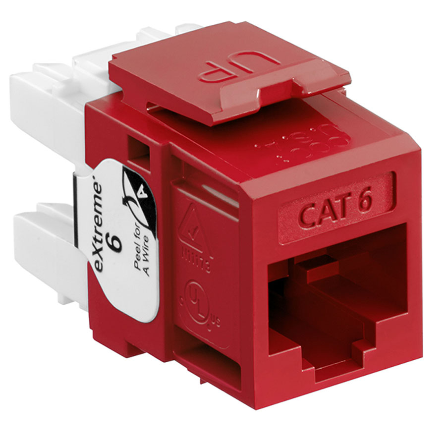 Leviton 61110-RR6 6+ QuickPort Snap-In Connector (Red)